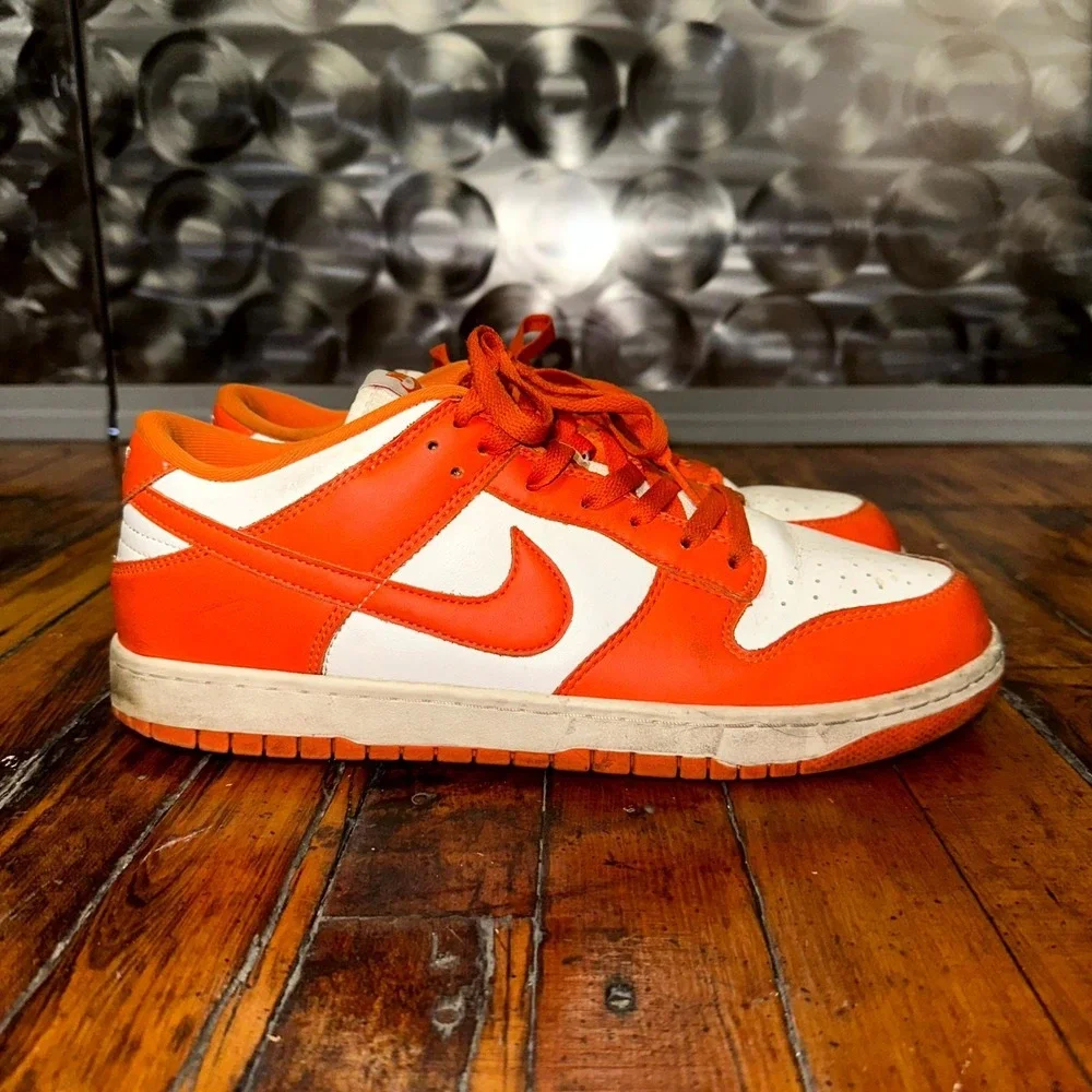 Nike Dunk Low SP Syracuse Sneakers Men's Size 12 Orange White Leather Lace Up